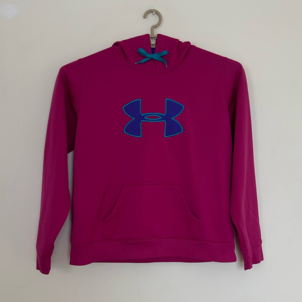 Under Armour UA Storm Hoodie Fuchsia Pink Purple Logo Women XL Pullover